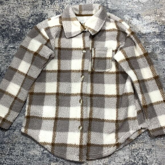 Koolaburra UGG Brushed Back Oversized Sherpa Cozy Shacket Birch Size Small - Picture 3 of 14